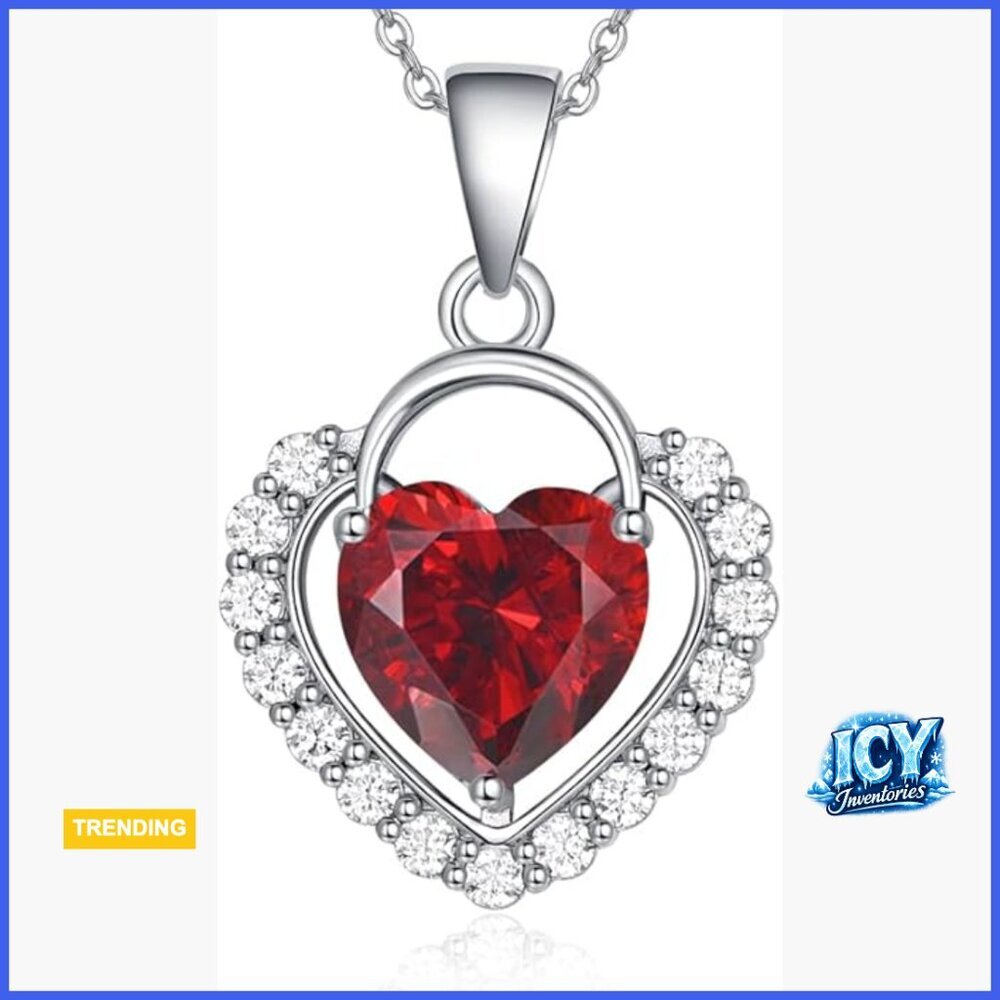 18K White Gold Plated Heart Pendant Necklace with Adjustable Chain